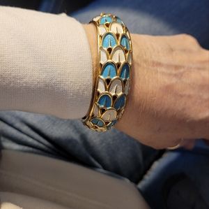 Vintage Boucher Peacock Feather Bangle Bracelet